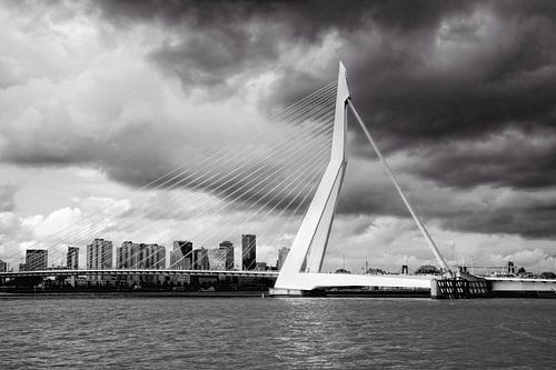 Erasmus bridge Rotterdam with clouds