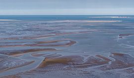 Wadden Sea at eemsmond north coast aerial photo