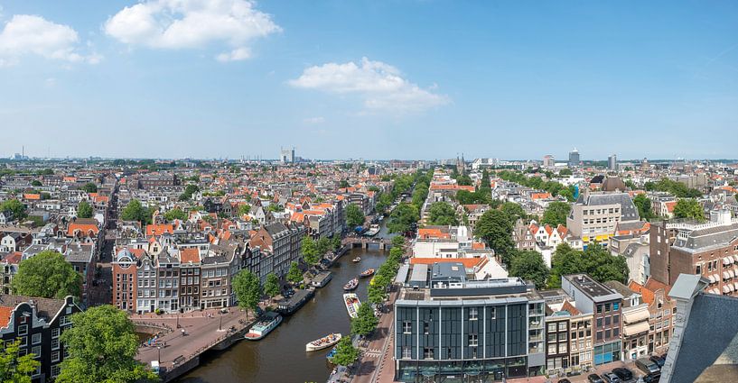 Panoramisch uitzicht over Amsterdam vanaf de Westerkerk toren van Sjoerd van der Wal Fotografie