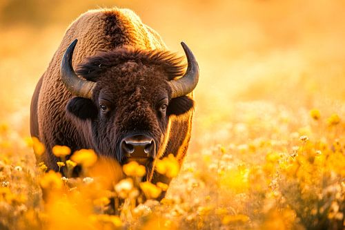 Bison in the sunlight
