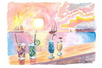 Unvergessliche Sonnenuntergangsfeier mit Drinks auf dem Mallory Sq Key West Florida