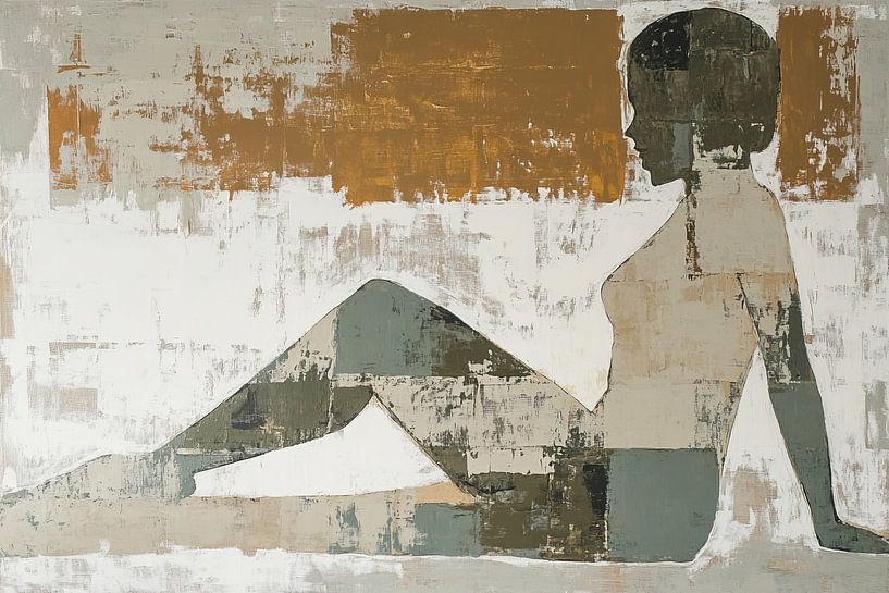 Weibliche Figur | Minimalistische Rückenansicht von Abstraktes Gemälde