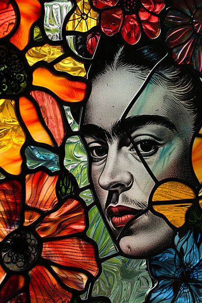 Frida in glass - mosaic portrait by Poster Art Shop
