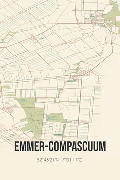 Carte vintage de Emmer-Compascuum (Drenthe) sur Rezona