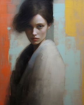 Modern abstract portrait in matte colour tones by Carla Van Iersel