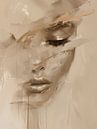 Modern en abstract portret in goud en aardetinten van Carla Van Iersel thumbnail