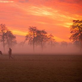 rode avond met paard van Jan van den Heuij