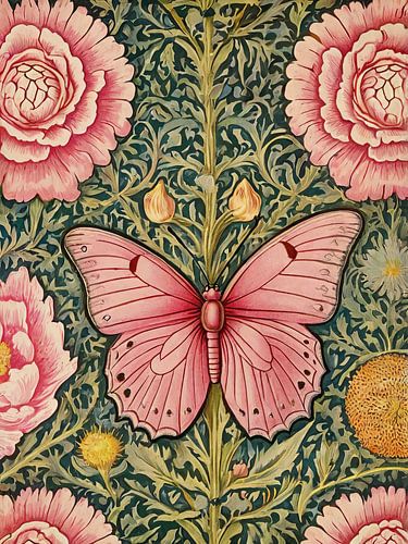 Roze Vlinders Stijl William Morris