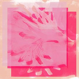 Abstract organic shapes in pastel and neon colors. Pink leaves. by Dina Dankers