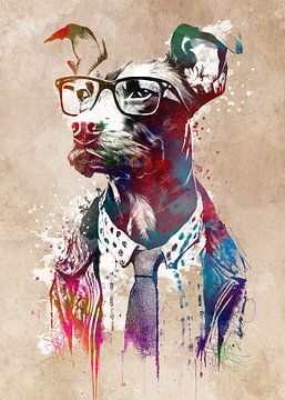 Dog hipster graphic art #hond van JBJart Justyna Jaszke