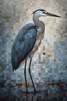 Stylish Heron among patterns