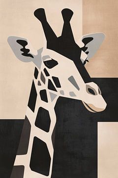 Girafe minimaliste dans des tons monochromes sur De Muurdecoratie