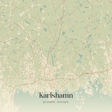 Vintage landkaart van Karlshamn, Sweden. van MijnStadsPoster