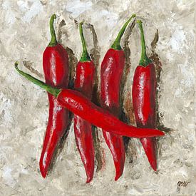 the mathematical beauty of five red chilli peppers by Astridsart