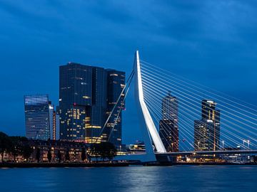 De Erasmusbrug in Rotterdam bij avond van Wim Steensma