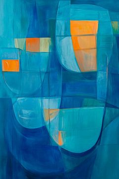 Blue dreams in geometric shapes by Poster Art Shop