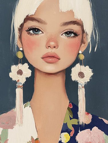 Het meisje met de grote oorbellen, modern portret