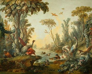 Paysage avec oiseaux, Jean-Baptiste Huet