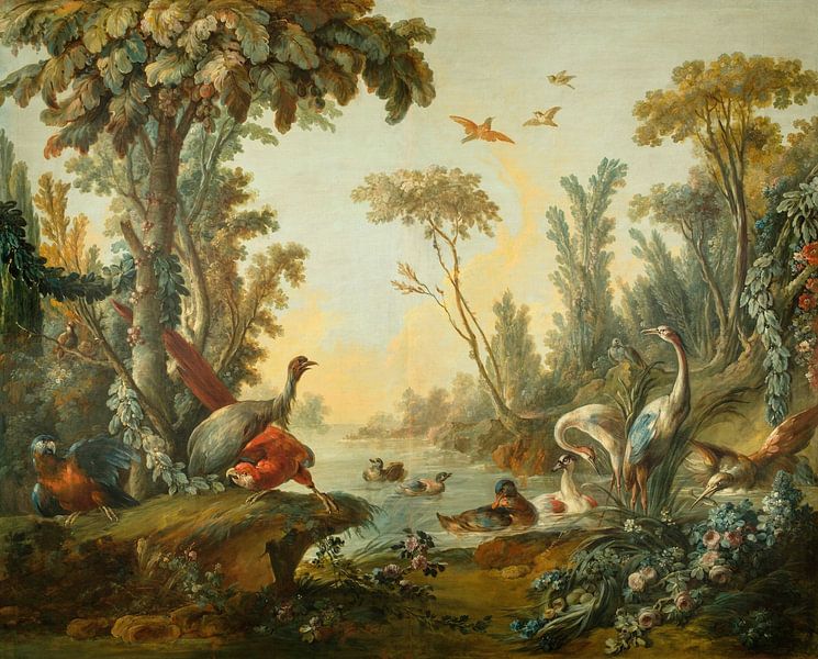 Paysage avec oiseaux, Jean-Baptiste Huet par Des maîtres magistraux