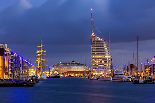 Avond in Bremerhaven, Duitsland