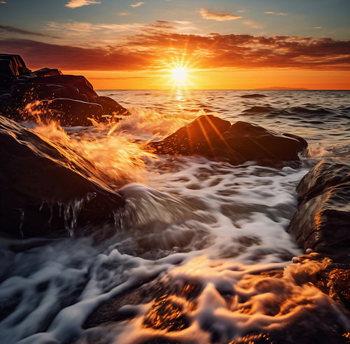 Sunset by the sea