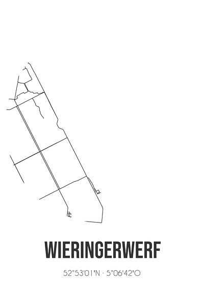 Wieringerwerf (Noord-Holland) | Map | Black and White by Prints of Place