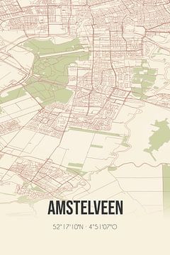 Vintage landkaart van Amstelveen (Noord-Holland) van MijnStadsPoster