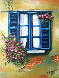 Blue Flower Window by Marita Zacharias