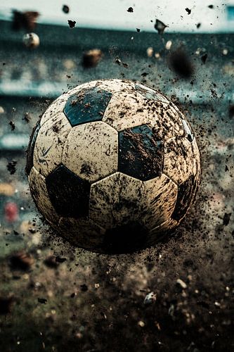 Une action footballistique dynamique et boueuse