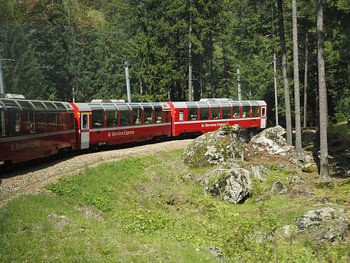 Bernina Express in the mountains