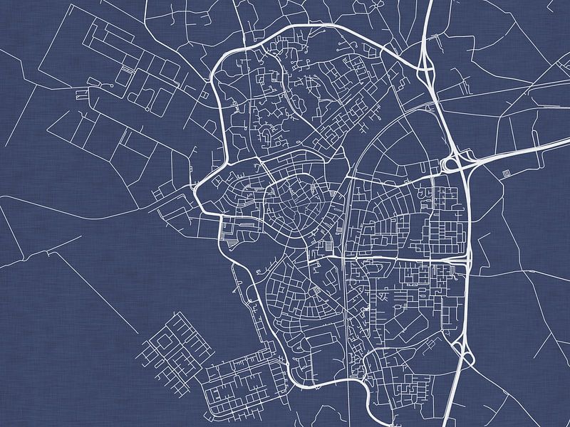 Map of Bergen op Zoom in Royal Blue by De Kaartenwinkel
