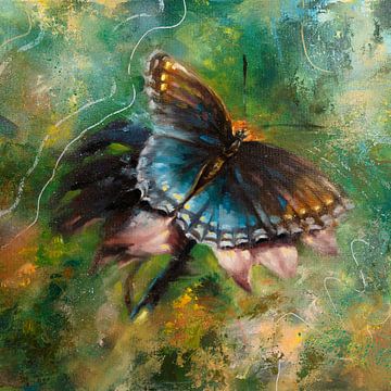 Schilderij vlinder op een bloem van Isabel imagination