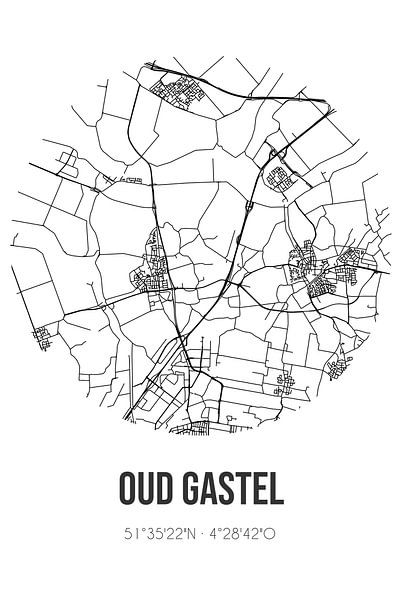 Oud Gastel (Noord-Brabant) | Map | Black and White by Prints of Place