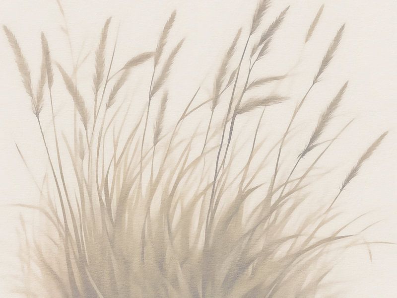 Phantasie Wiese in Creme von Mad Dog Art