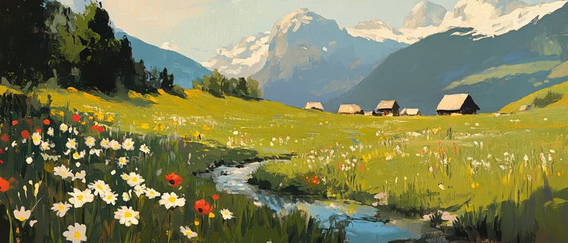 Mountain landscape Flower meadow by Poster Art Shop