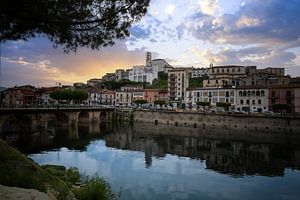 Panorama de la ville de Polla, coucher de soleil Italie sur Fotos by Jan Wehnert