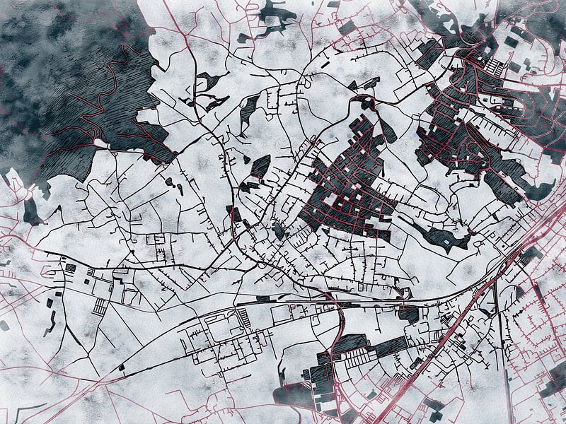 Map of Leonding with the style 'White Winter' by Maporia