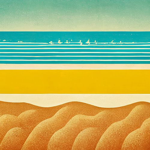 Strand in vintage kaart stijl