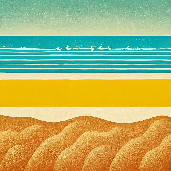 Strand in vintage kaart stijl van Bert Nijholt