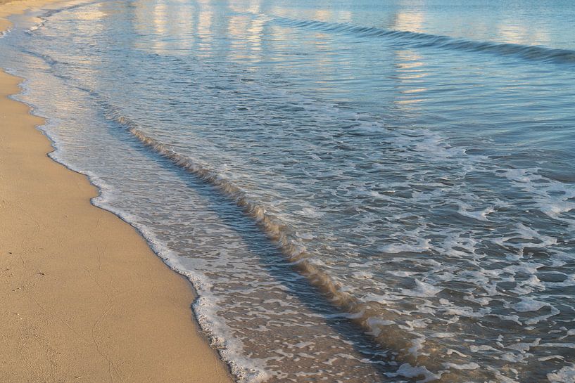 Waves gently glide onto the sandy beach by Adriana Mueller