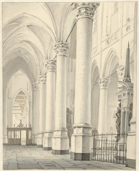 View in the Nieuwe Kerk in Delft, Johannes Jelgerhuis, 1819 by Marieke de Koning