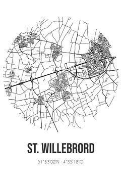 St. Willebrord (Noord-Brabant) | Landkaart | Zwart-wit van MijnStadsPoster