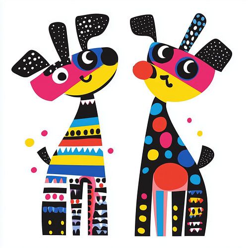 Clown honden kleurrijk