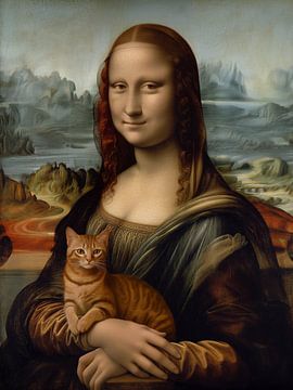 Mona Lisa met kat van Vincent the Cat
