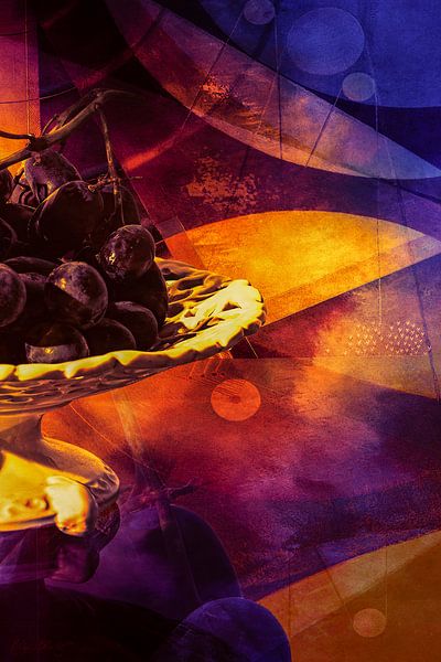 Nature morte avec des raisins et des cercles, à droite par Helga Blanke