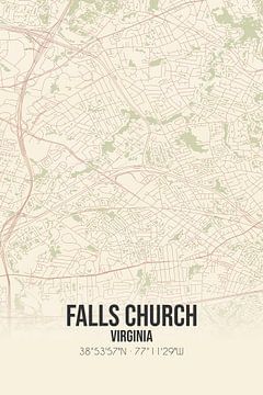 Vintage landkaart van Falls Church (Virginia), USA. van Rezona