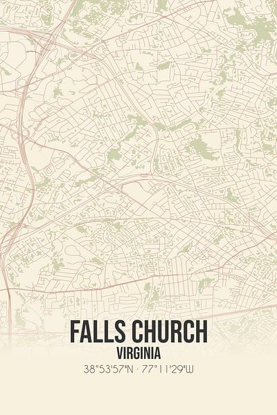 Vintage map of Falls Church (Virginia), USA. by Prints of Place