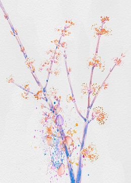 Douce branche de cerisier romantique Aquarelle sur Mad Dog Art