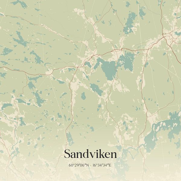 Vintage map of Sandviken, Sweden. by Prints of Place