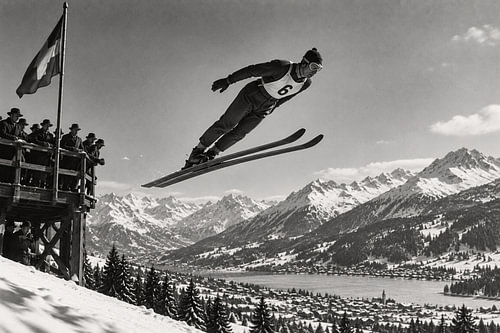 Vintage skischanswedstrijd – Alpineskiën uit de jaren ’50